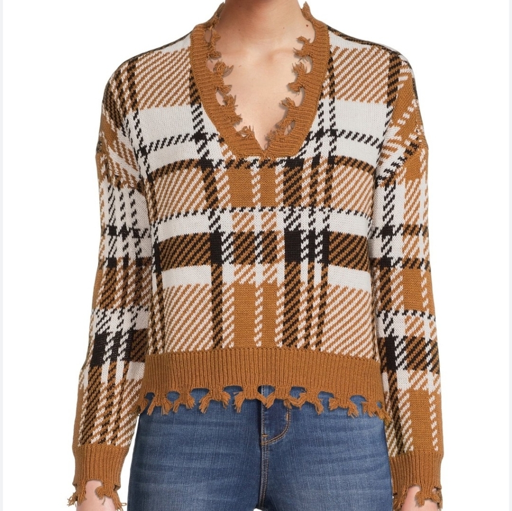 Plaid V-Neck Sweater